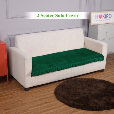 HOKiPO Velvet Plain Sofa Cover(Bottle Green Pack of 1)