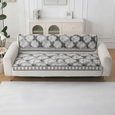 Qstar Velvet 3 Seater Sofa Floral Cover(Pack of 2 MULTY)