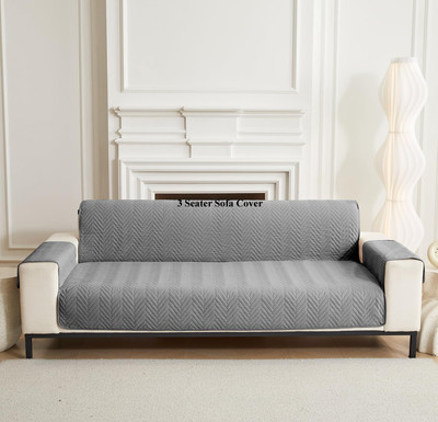 HOUSE OF QUIRK Polyester Plain 3 Seater Sofa Cover(Charcoal Pack of 1)