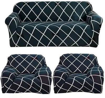 LA MANTTA Polyester Geometric 3+1+1 Seater Sofa Cover(0012 Pack of 3)