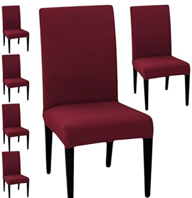 Alkaylaa Polyester Plain Chair Cover(Maroon Pack of 6)