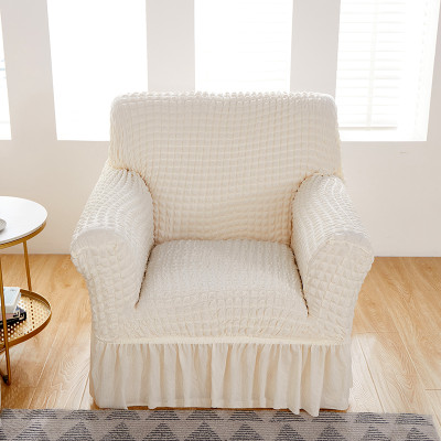 KUBER INDUSTRIES Polyester Checkered 1 Seater Sofa Cover(White Pack of 1)