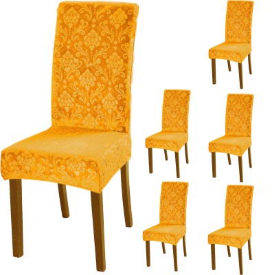 HOKiPO Velvet Damask Chair Cover(Gold Pack of 6)