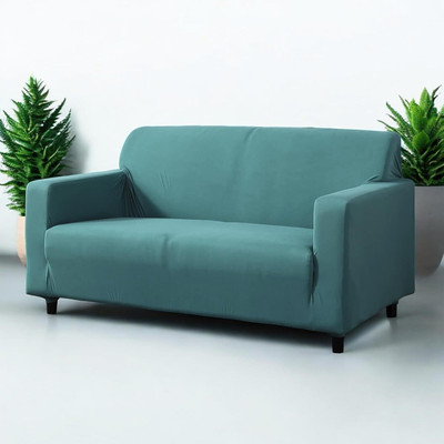 Coozly Polyester Plain 3 Seater Sofa Cover(Teal Pack of 1)