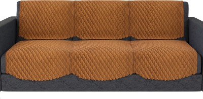 KUBER INDUSTRIES Velvet Checkered Sofa Cover(Brown Pack of 6)