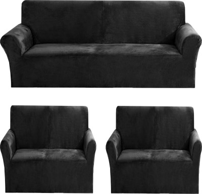 Gifts Island Velvet Plain Sofa Cover(Black Pack of 3)