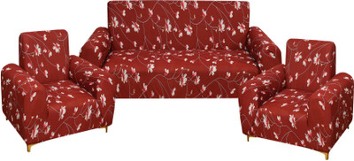 igi Polyester Floral 3+1+1 Seater Sofa Cover(WINE, MAROON Pack of 3)