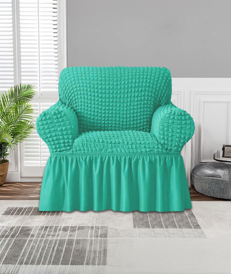 Jaide Polyester Polka 1 Seater Sofa Cover(Green Pack of 1)