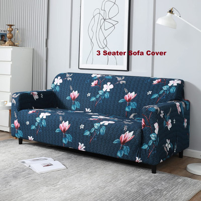 PRABHNOOR Polyester 3 Seater Sofa Floral Cover(Pack of 1 Blue)