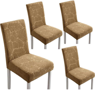 vinsano Jacquard 1 Seater Chair Plain Cover(Pack of 4 mustard)