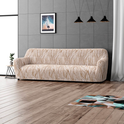 Bellissima Covers Pet Friendly 4 Seater Sofa Plain Cover(Pack of 1 Universo Cream)