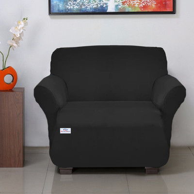 Heart Home Polyester 3 Seater Sofa Plain Cover(Pack of 1 Black)