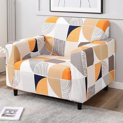 B BESTILO Polyester 1 Seater Sofa Geometric Cover(Pack of 1 Multicolor)