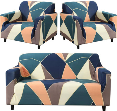 TURIYA Polyester, Polycotton Abstract 3+1+1 Seater Sofa Cover(Multicolor Pack of 1)