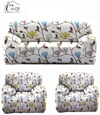 Cosycorner Polyester Geometric Sofa Cover(White Pack of 3)