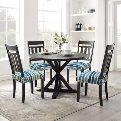 ohello Polycotton Geometric 4 Seater Chair Cover(Multicolor Pack of 4)