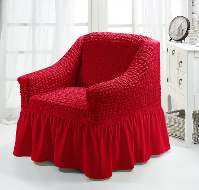 Multitex Polyester Plain 1 Seater Sofa Cover(Red Pack of 1)