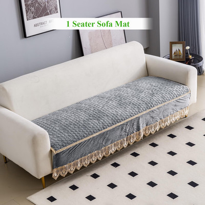 HOKiPO Velvet 1 Seater Sofa Plain Cover(Pack of 1 Light Grey)