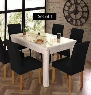 Gonsgadapp Polyester Plain 1 Seater Chair Cover(BLACK Pack of 6)