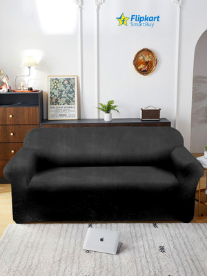 Flipkart SmartBuy Polyester Plain 3 Seater Sofa Cover(Black Pack of 1)