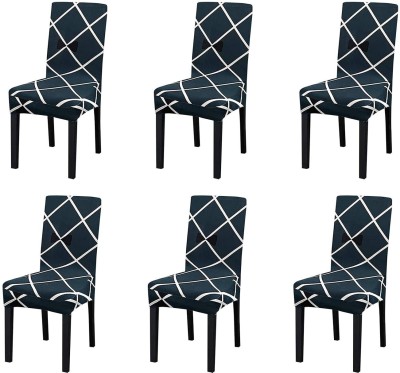 NAYACOLLECTION Polyester Abstract Chair Cover(Blue Check Pack of 1)