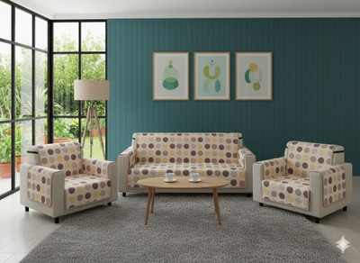 INHOME DECOR Polyester 3+1+1 Seater Sofa Abstract Cover(Pack of 1 BROUND ROUND)