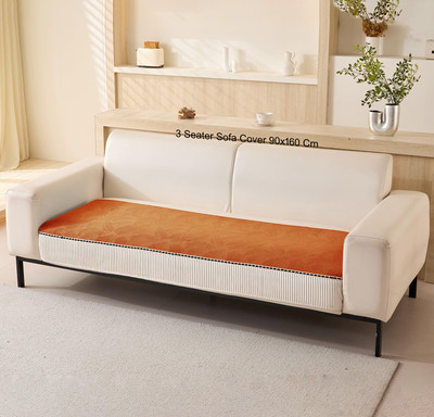 HOUSE OF QUIRK Chenille 3 Seater Sofa Plain Cover(Pack of 1 Tan)