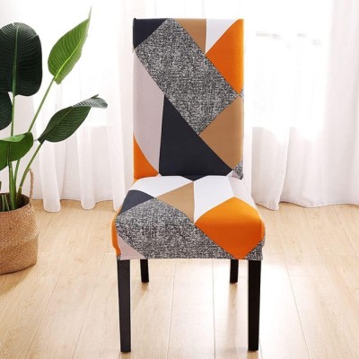 aranaya Polycotton Abstract Chair Cover(orange Pack of 2)