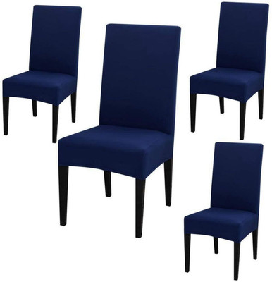 vinsano Polyester 1 Seater Chair Geometric Cover(Pack of 4 navy blue)
