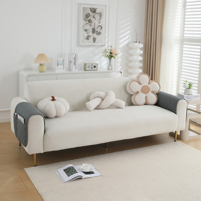 HOKiPO Polyester 3 Seater Sofa Plain Cover(Pack of 2 Dark Grey)