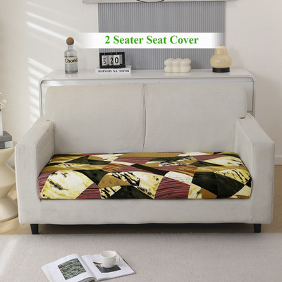 HOKiPO Polyester 2 Seater Sofa Abstract Cover(Pack of 1 Sofa Seat Cushion Cover, Wine Abstract Geometry,)