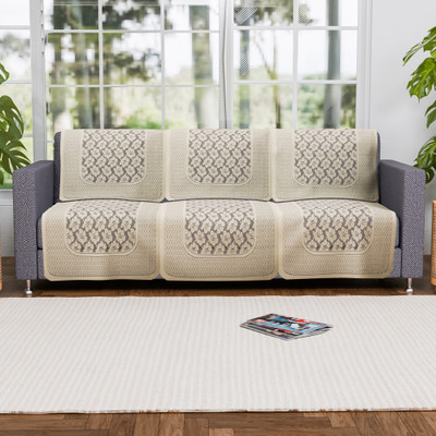 KUBER INDUSTRIES Cotton Geometric 3 Seater Sofa Cover(Yellow Pack of 6)