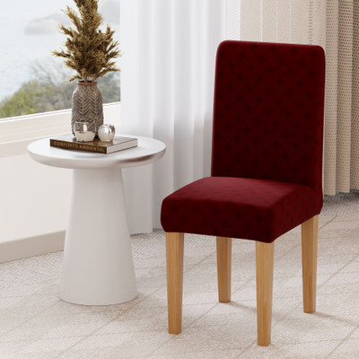 lukzer Jacquard 1 Seater Chair Plain Cover(Pack of 1 Pastel Deep Maroon Basket Weave)