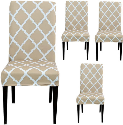 tansh Polyester 4 Seater Chair Floral Cover(Pack of 4 Beige)