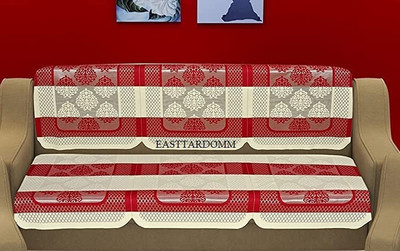 MANGERAM Polycotton Damask 3 Seater Sofa Cover(Maroon Pack of 2)