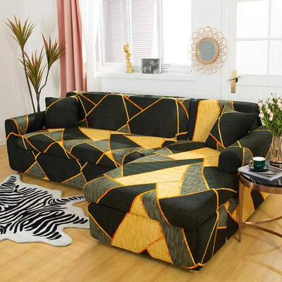 lukzer Polyester Geometric 3+1+1 Seater Sofa Cover(Green Pack of 1)