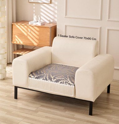 HOUSE OF QUIRK Chenille Plain 1 Seater Sofa Cover(Grey Pack of 1)