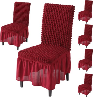 HOKiPO Polyester Plain Chair Cover(Cherry Red Pack of 6)