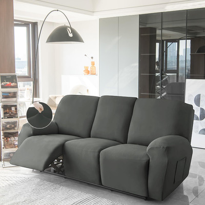HOKiPO Polyester 3 Seater Sofa Plain Cover(Pack of 1 Grey)