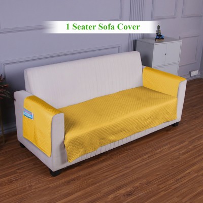 HOKiPO Polyester Plain Sofa Cover(Yellow Pack of 1)