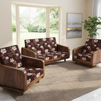 Planet Home Polyester 10 Seater Sofa Floral Cover(Pack of 10 BROWN SUN FLOWER)