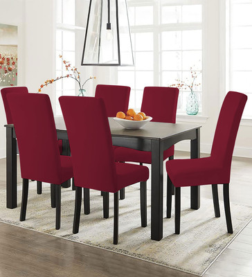 LAZI Polycotton 1 Seater Chair Plain Cover(Pack of 6 Maroon)