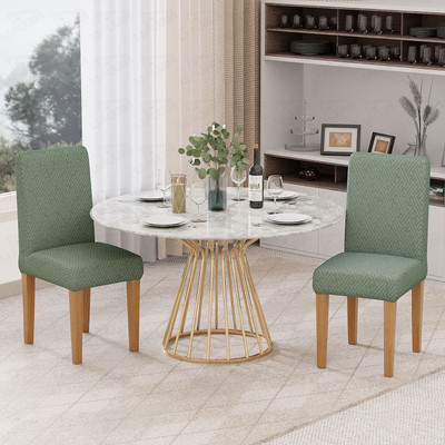lukzer Jacquard 1 Seater Chair Plain Cover(Pack of 2 Pastel Green Grid Maze)