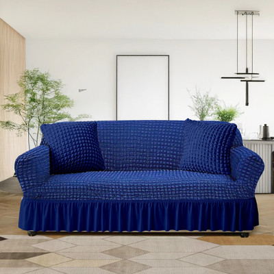 Cortina Polyester 2 Seater Sofa Polka Cover(Pack of 1 Blue)