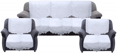 KUBER INDUSTRIES Cotton 3+1+1 Seater Sofa Geometric Cover(Pack of 6 White)