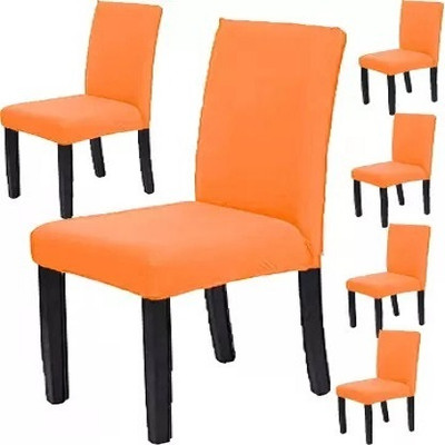 VRSS Polyester Plain 1 Seater Chair Cover(ORANGE Pack of 6)