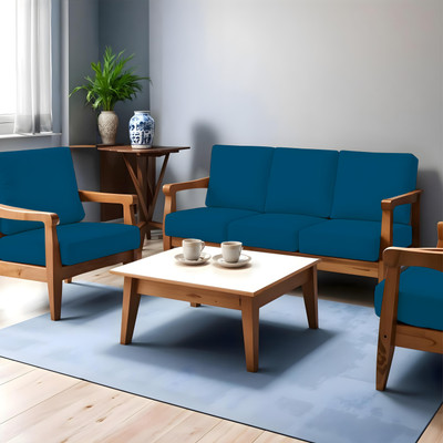 HOTKEI Polycotton 3+1+1 Seater Sofa Plain Cover(Pack of 10 Airforce Blue)