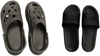 BLIBBERS Men Slides(Grey, Black , 9)