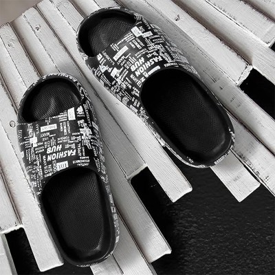 BRUTON Men Slides(Black , 7)