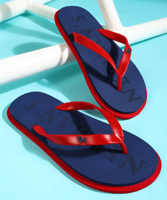 Neemans Women Flip Flops(Blue, Red , 9)